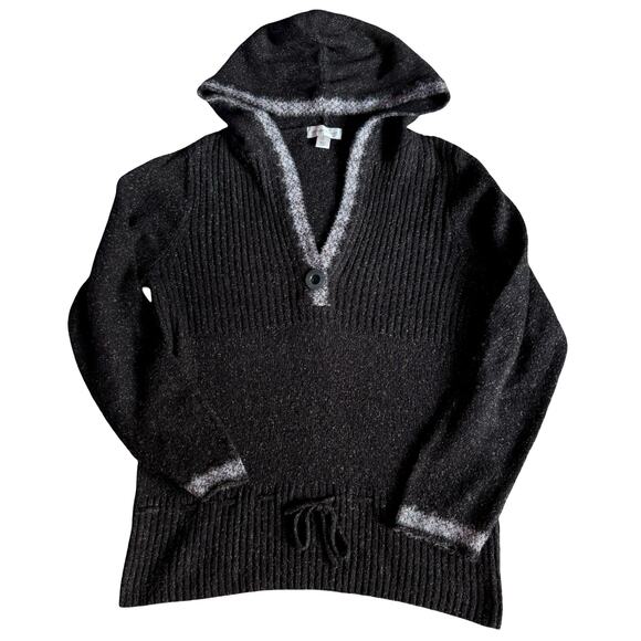 Christopher & Banks Sweaters - Christopher & Banks Hooded Knit Sweater Women’s L Brown Gray Flecked Pullover